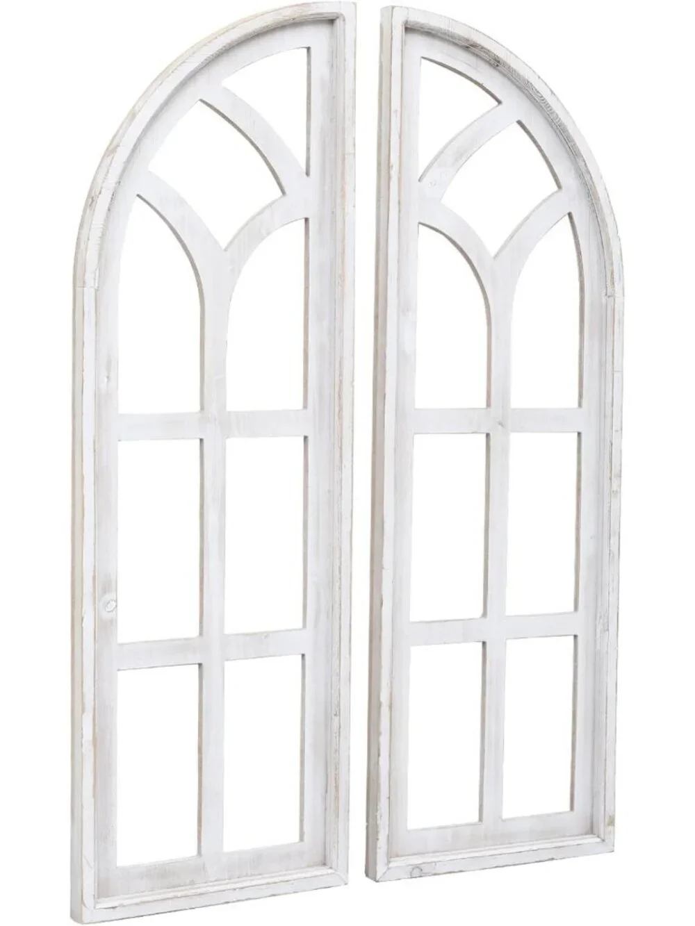 Set of 2 Large Cathedral Arch Window Frame Wall Decor - Rustic Wood Art